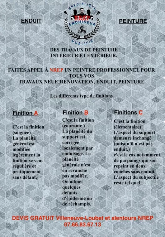 Différents types de finition enduit peinture, Villeneuve-Loubet, NREP
